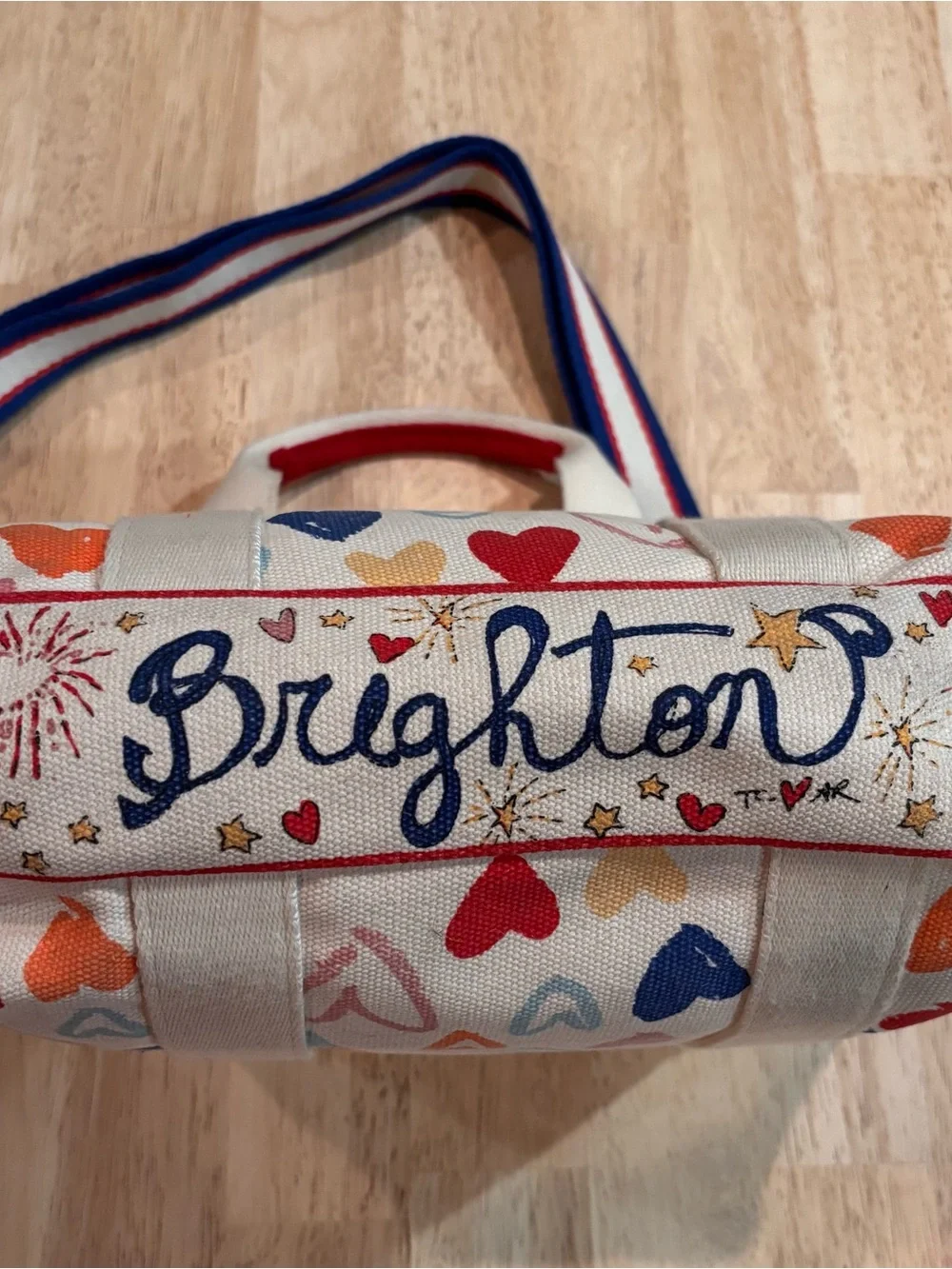 Brighton Red White & You Love Hearts Mini Tote Crossbody Bag